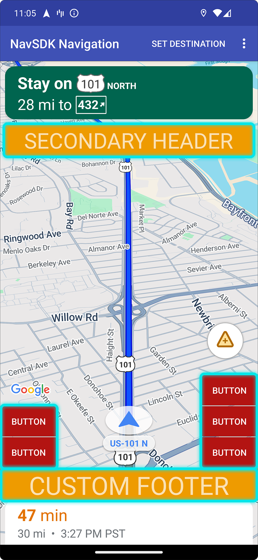 מיקומי לחצנים בהתאמה אישית לכיוון לאורך.