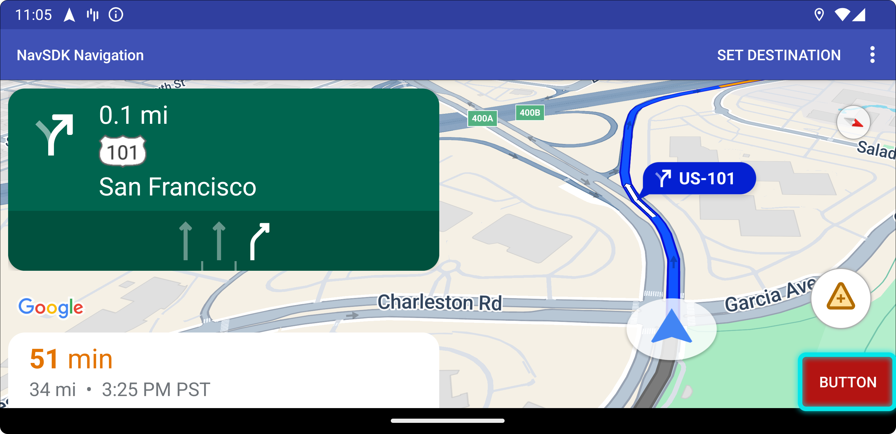 Posição do controle personalizado na extremidade inferior para orientação paisagem.