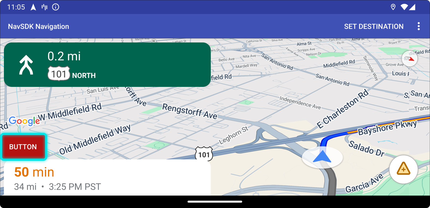 Posição do controle personalizado de início na parte de baixo para orientação paisagem.