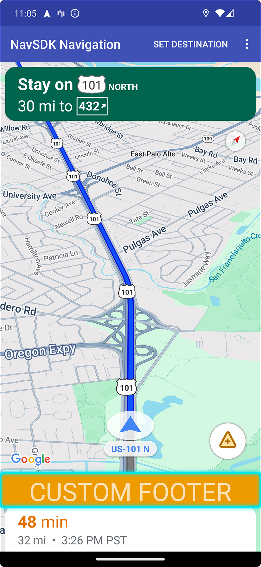 Position des benutzerdefinierten Steuerelements in der Fußzeile im Hochformat.