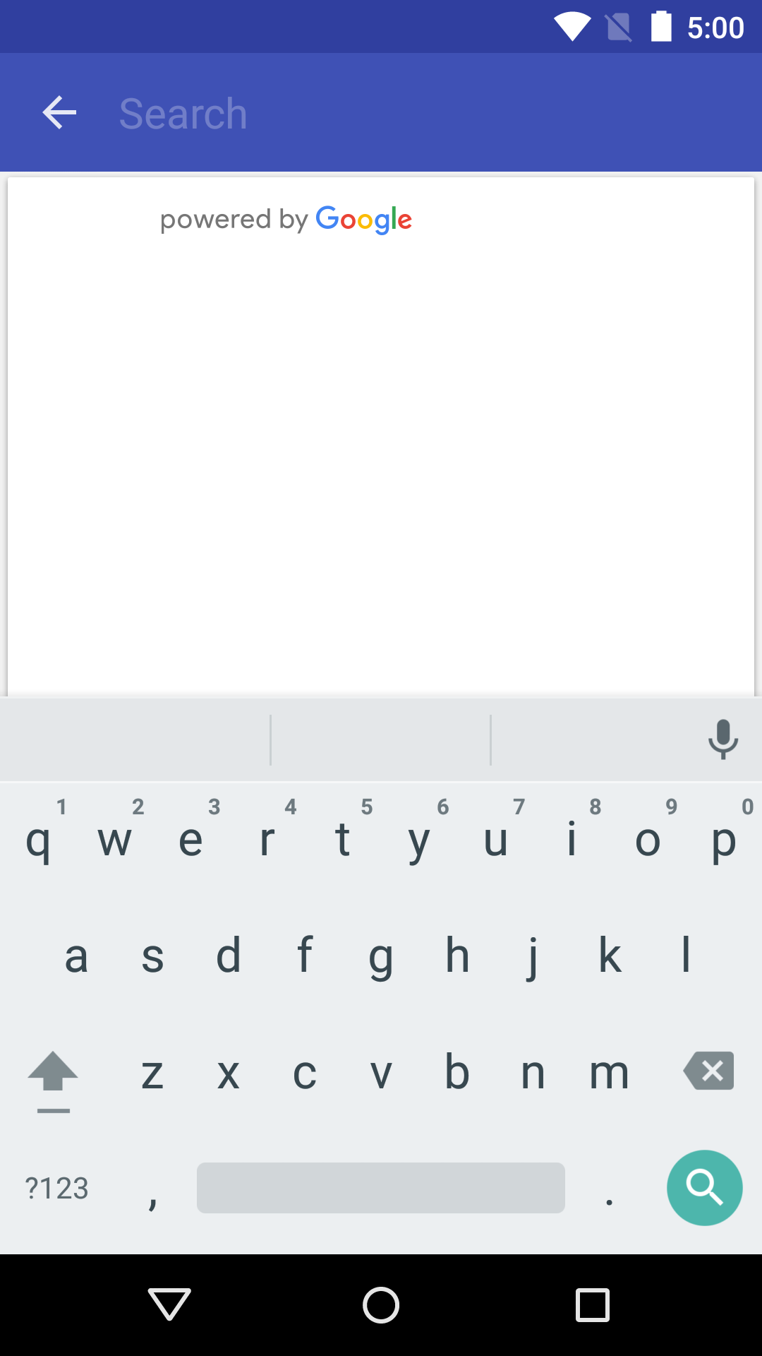Lorsqu'il est affiché en mode plein écran, le widget de saisie semi-automatique remplit tout l'écran.