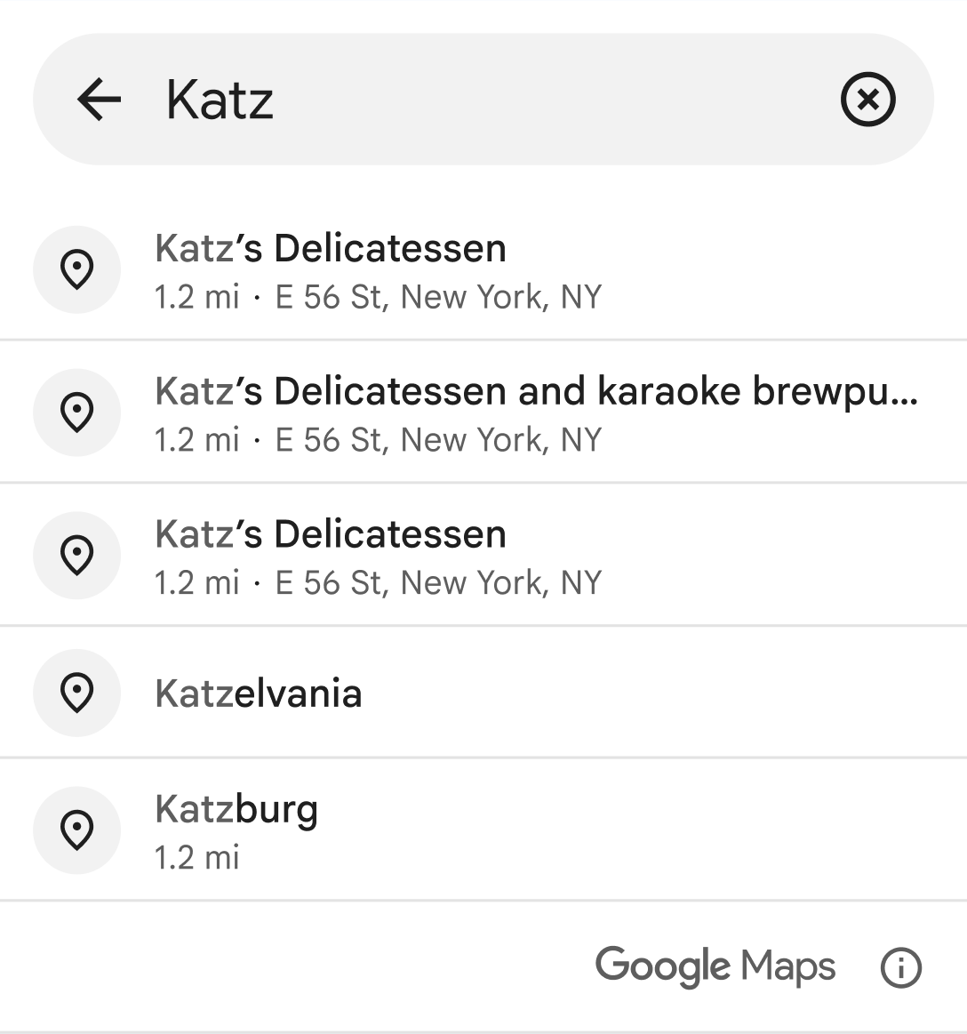 Il widget di completamento automatico di Place