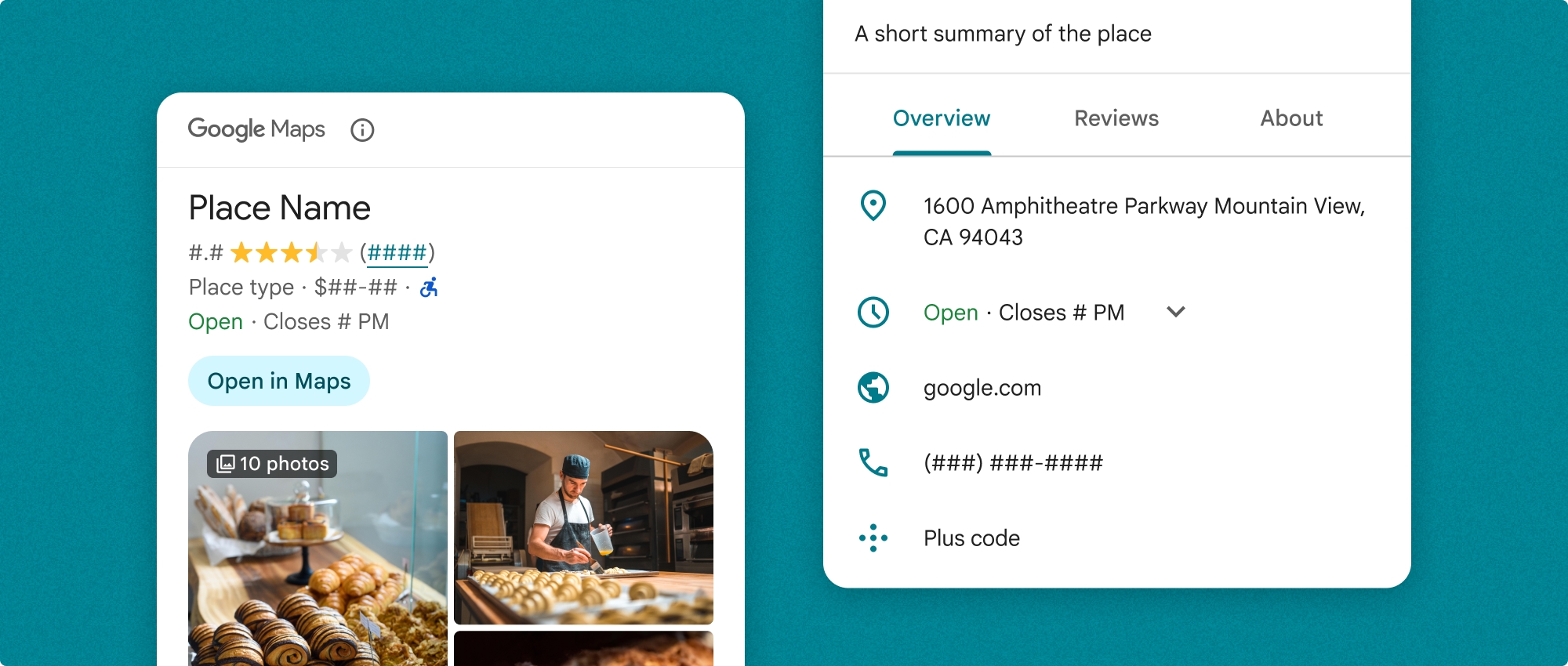 Composant compact "Détails sur le lieu"