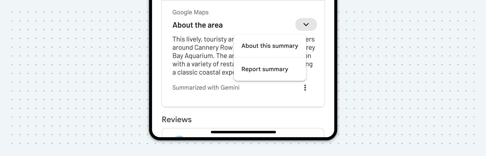 Declaração para resumos de lugares e áreas