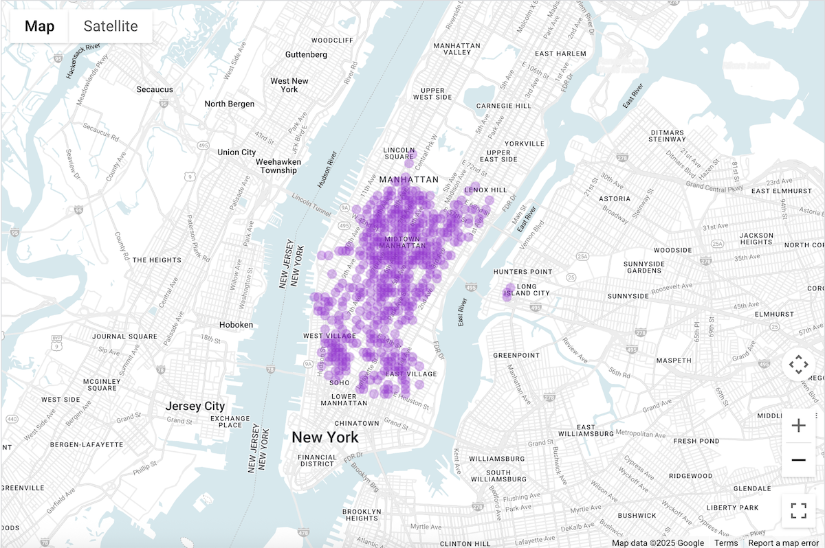 Mapa de densidade no BigQuery Studio