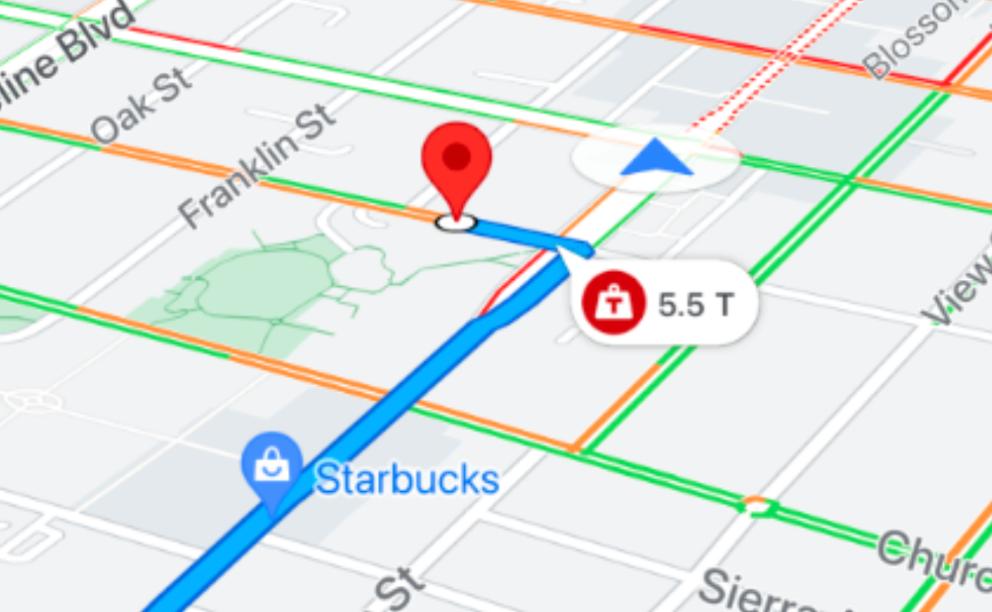 A map with a weight restriction icon