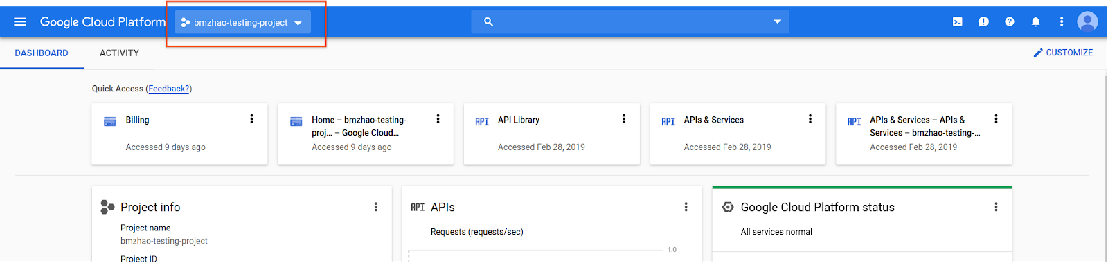 בחירה בכרטיסייה של בחירת הפרויקט