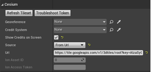 Como ativar as atribuições do Cesium para Unreal