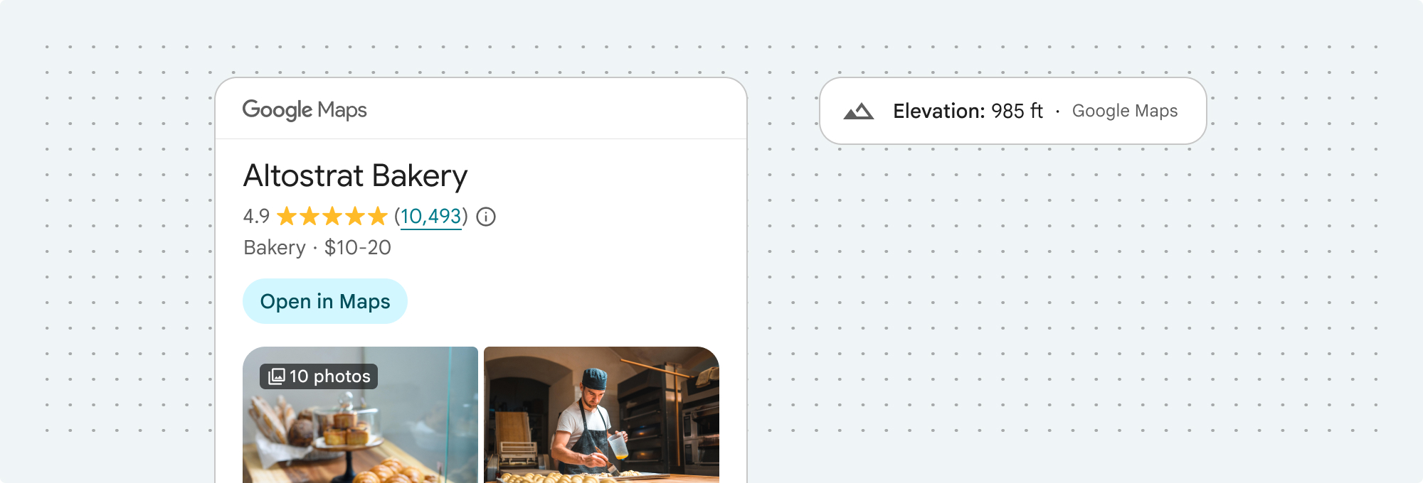 Links: Quellenangabe durch Google Maps-Logo, rechts: Quellenangabe durch Google Maps-Text