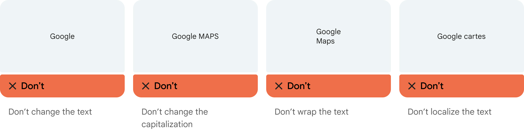 Varianti inaccettabili dell&#39;attribuzione del testo di Google Maps