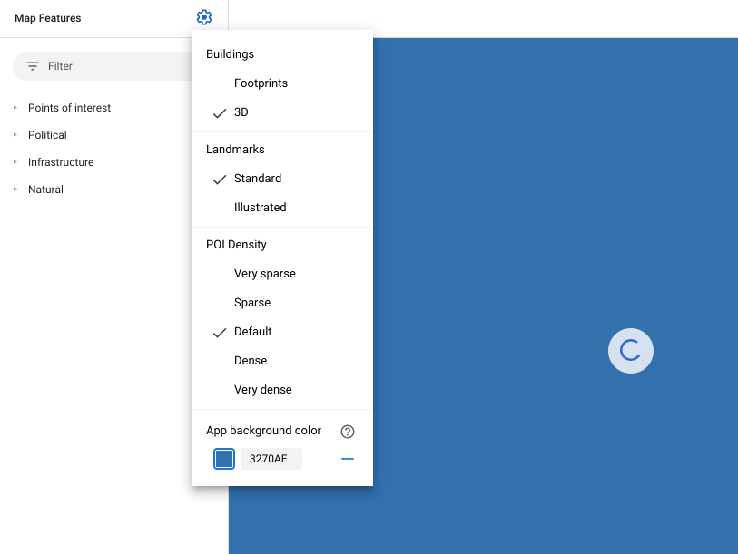 Uygulama arka plan rengi seçeneğinin mavi kareyle vurgulandığı ayarlar menüsü. Uygulama arka plan rengi ayarında renk seçiciyi kullanma veya onaltılık dize girme seçeneği bulunur.