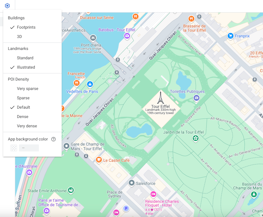 A map of Parish with buildings in the 2D footprint style