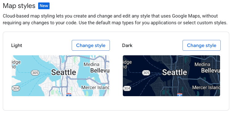 Select map styles for your map ID