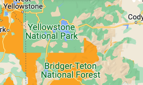 Il parco di Yellowstone mostra lo stile di mappa della vegetazione verde anziché l'arancione scelto per la riserva naturale
