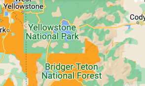 פארק ילוסטון מציג את סגנון המפה של הצמחייה הירוקה במקום את הכתום שנבחר לשמורת הטבע