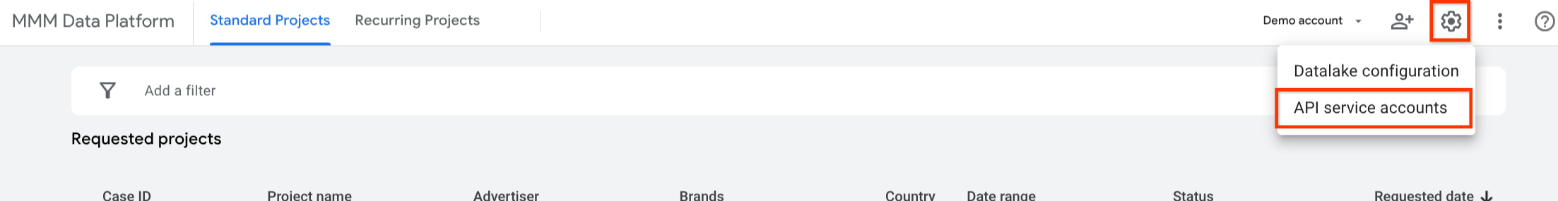 Open API service accounts