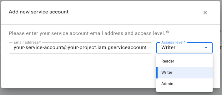 Set Writer Access
Level