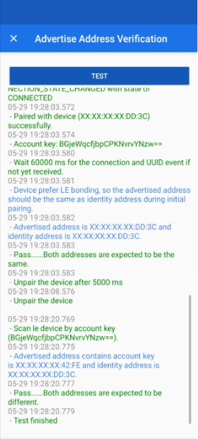 একটি সফল পরীক্ষা লগে উত্তীর্ণ ফলাফল প্রদর্শন করে। A successful test displays Passing results in the log.