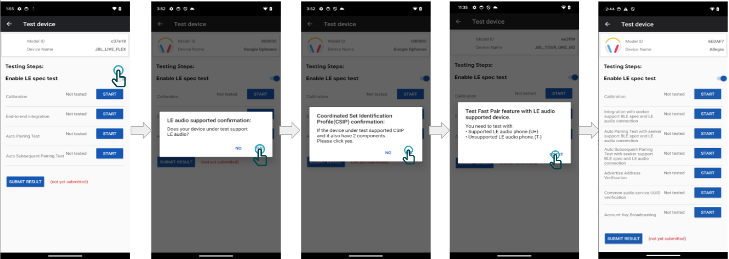 L'application peut renseigner la liste de tests appropriée, car les téléphones Pixel sont une configuration connue.