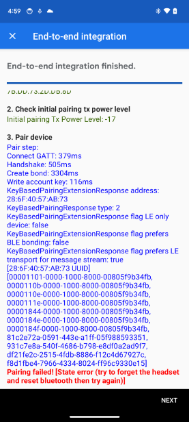L'app mostra un errore di stato nel test di integrazione E2E.