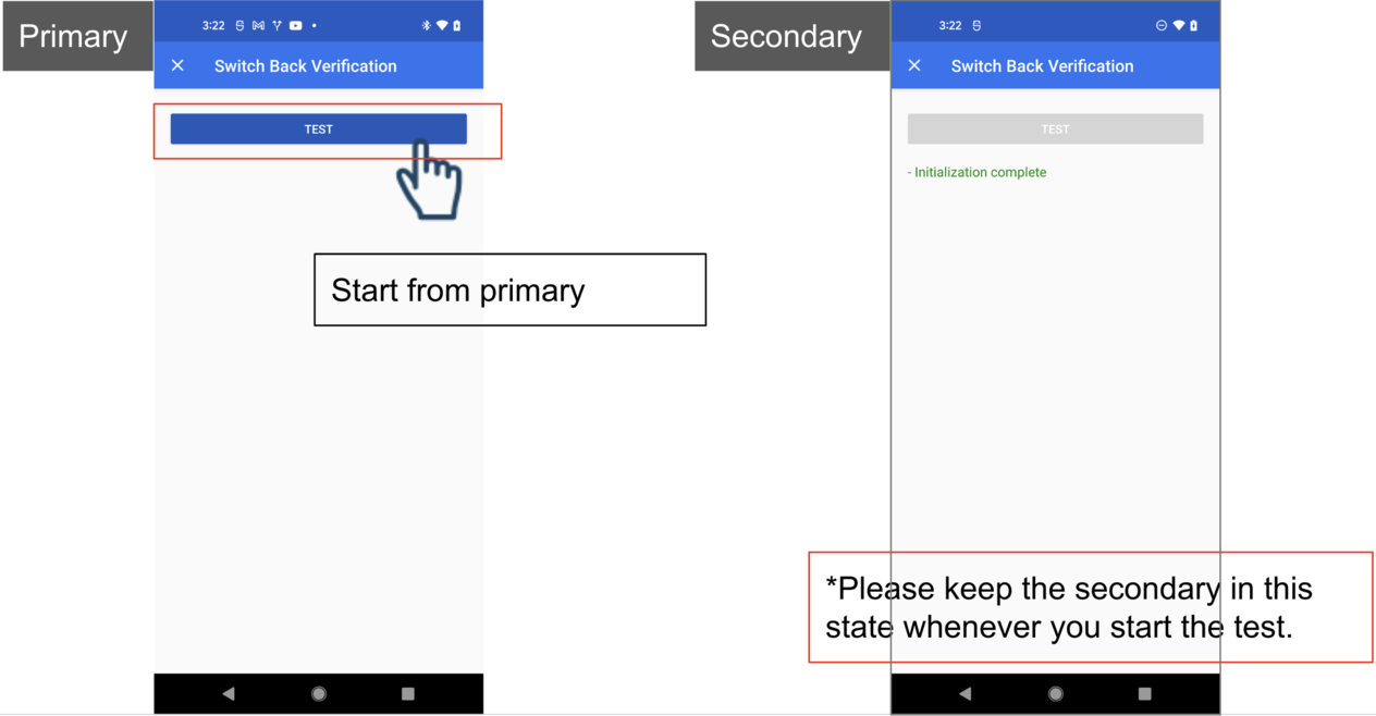 Figure 15: Il est nécessaire de laisser l'appareil secondaire allumé et actif.