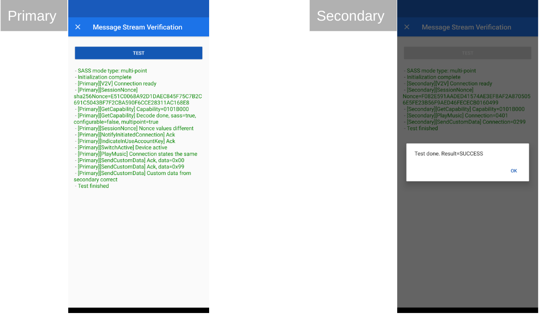 Figura 17: Muestra los resultados de una prueba exitosa no configurable.