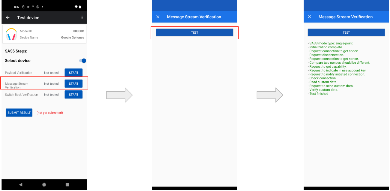 شکل 9: این نتایج آزمایش تأیید جریان پیام را برای یک دستگاه نمونه نشان می دهد. Figure 9: This shows the message stream verification test results for an example device.