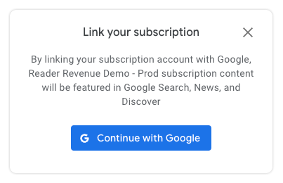 সদস্যতা লিঙ্ক ডায়ালগ An example of the dialog asking the subscriber to link their subscription