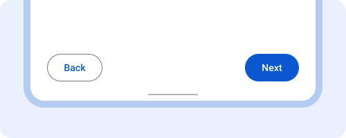 Les boutons de navigation sont actifs. Bouton suivant avec un remplissage bleu.
