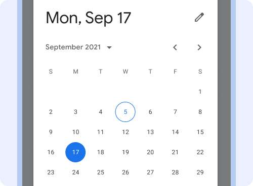 Calendar view of date picker.