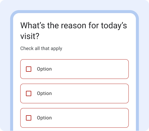 No error message or icon. Checkbox containers have a red outline,
            which is the only indicator that there's an error.