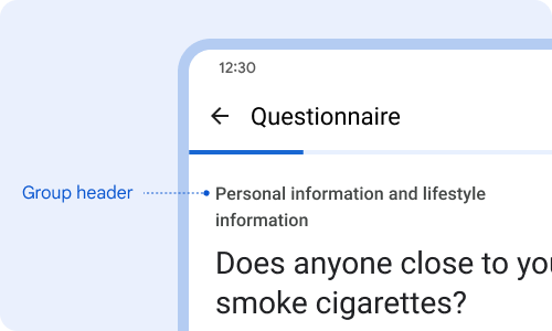 Group header is personal information and lifestyle information.