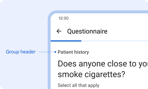 L&#39;en-tête du groupe est &quot;Historique du patient&quot;.