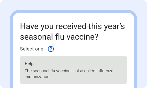 Help: The seasonal flu vaccine is also called influenza immunization.