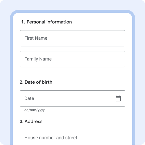 Questionnaire with numbers shown in front of question title.