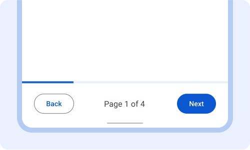 L&#39;indicateur de progression est situé en bas, au-dessus des boutons de navigation.