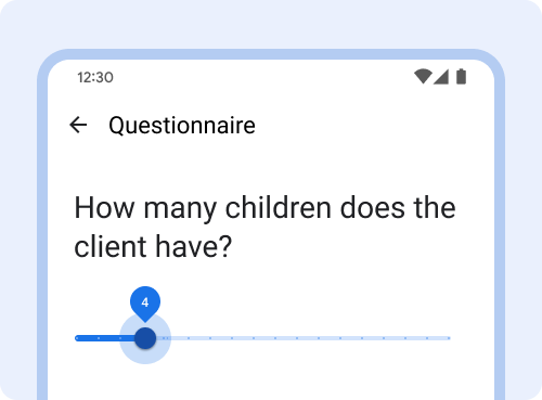 Question title: how many children does the client have? A slider
            with the number four is selected.