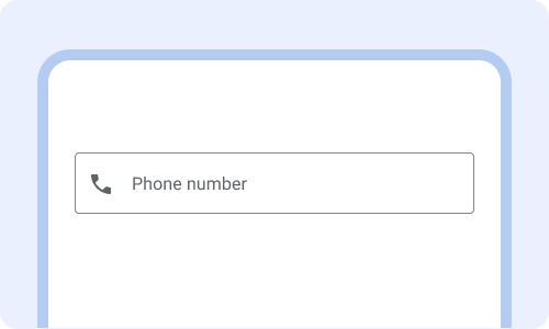 Texto de la etiqueta: Número de teléfono. Formato de entrada: ninguno