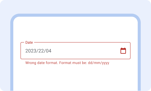 La data inserita è 22/33/4444. Messaggio di errore: Formato data errato. Il formato
            deve essere: gg/mm/aaaa.