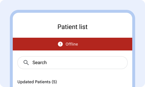 Red status bar, with error icon and offline written.