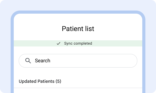 Status bar abu-abu muda dengan ikon tanda centang dan sinkronisasi selesai ditulis.