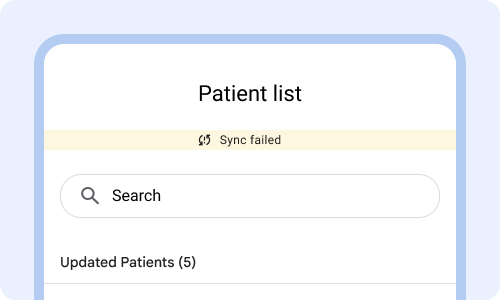 Light yellow status bar with syncing failed icon and sync failed written.
