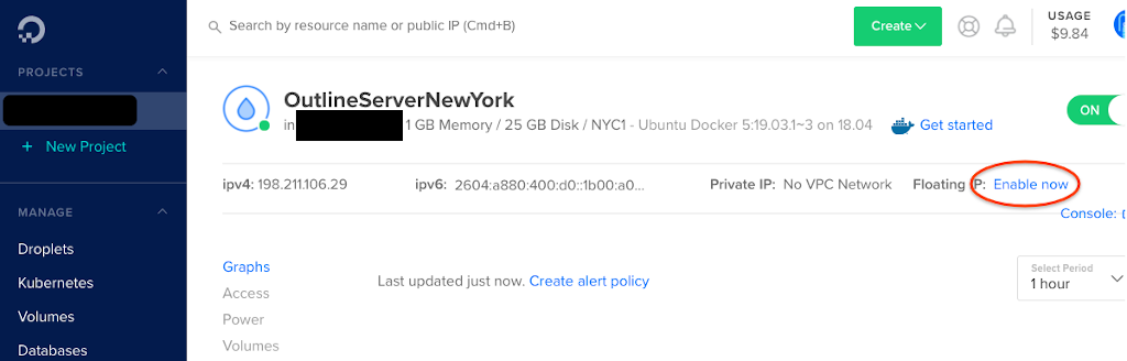 Enable floating IP