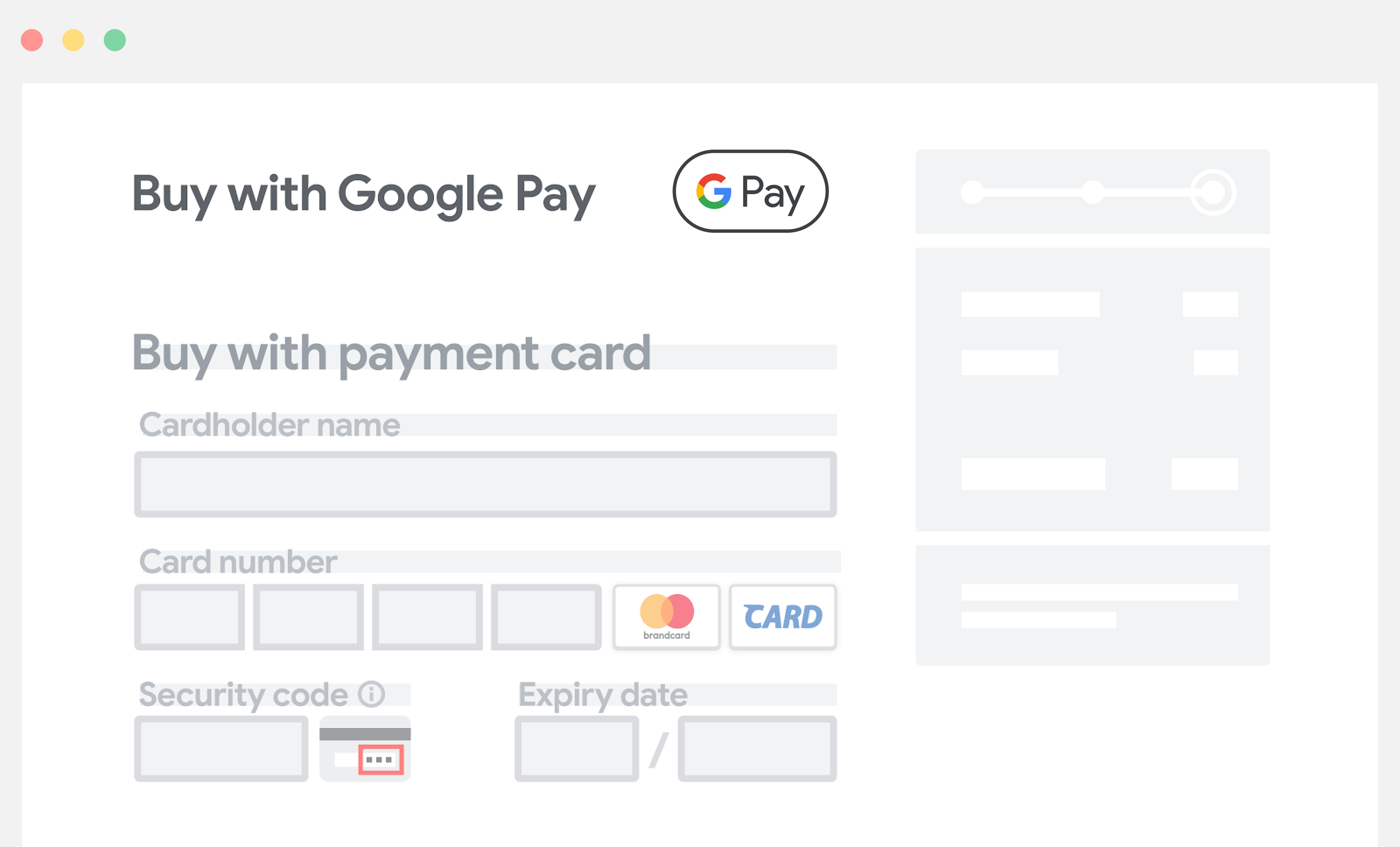 Colocar o Google Pay acima dos campos de entrada manual das informações de pagamento.