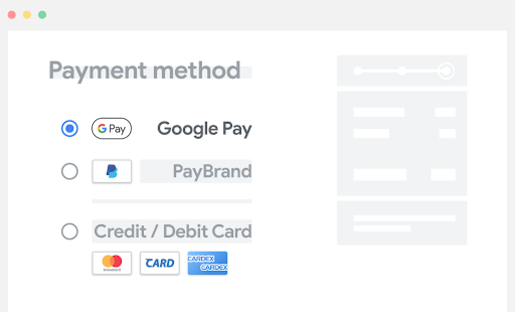 Posiziona Google Pay in cima all'elenco delle opzioni di pagamento.