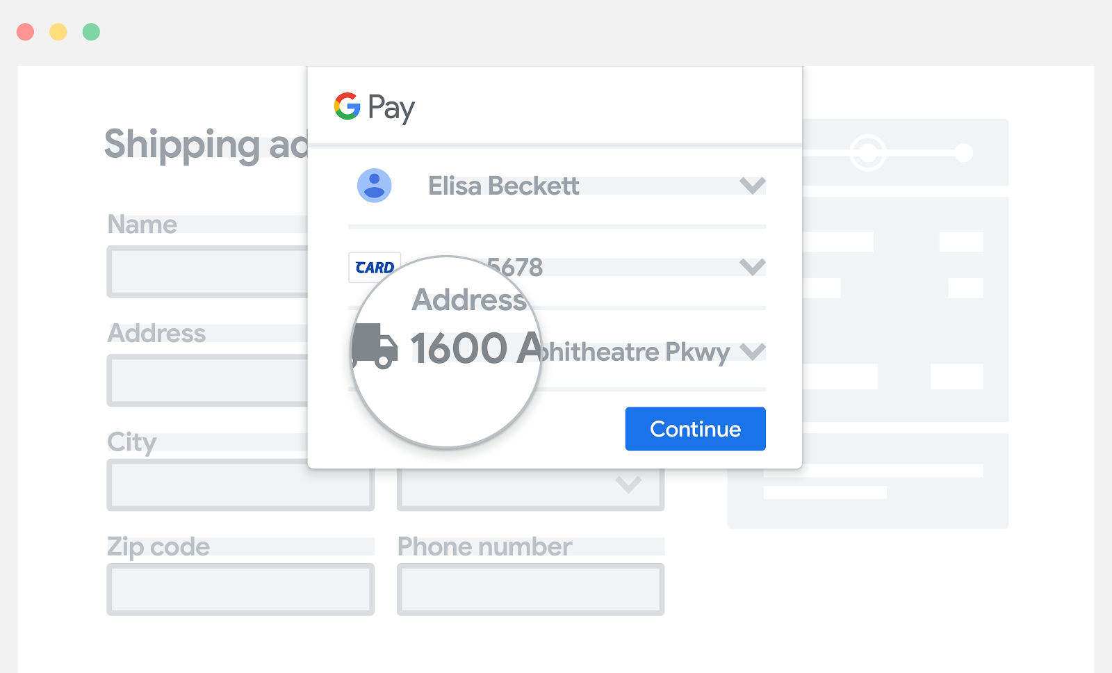 將 Google Pay 置於付款資訊手動輸入欄位上方。