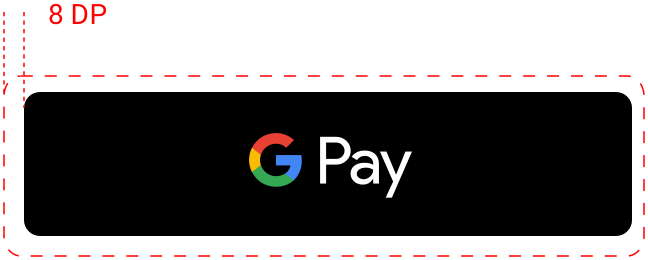 Google Pay 支払いボタンのクリアスペースの例（Android）