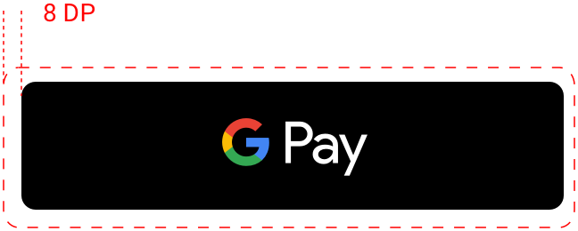 Przykład pustego obszaru wokół przycisku Google Pay na Androidzie