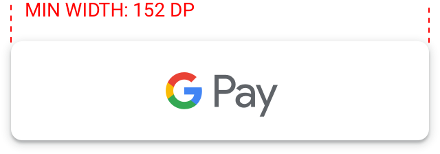 Ilustração de largura mínima do botão de pagamento do Google Pay
