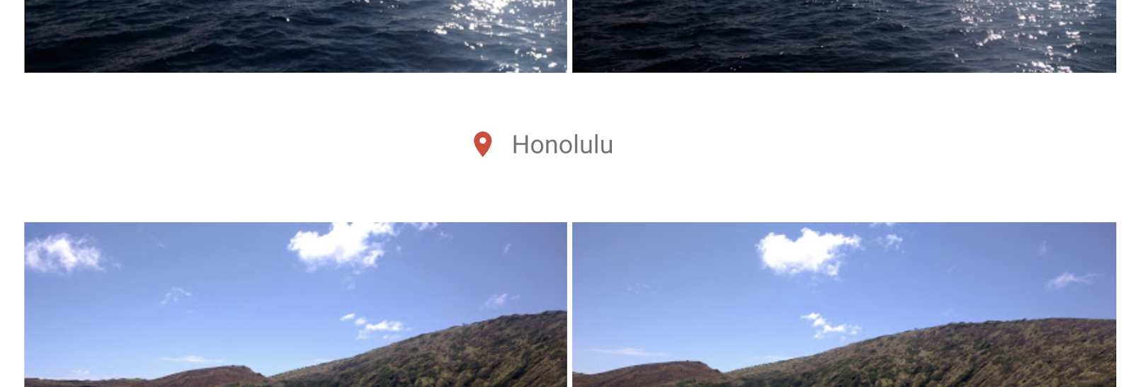 Captura de pantalla de una actualización de ubicación que se muestra en Google Fotos